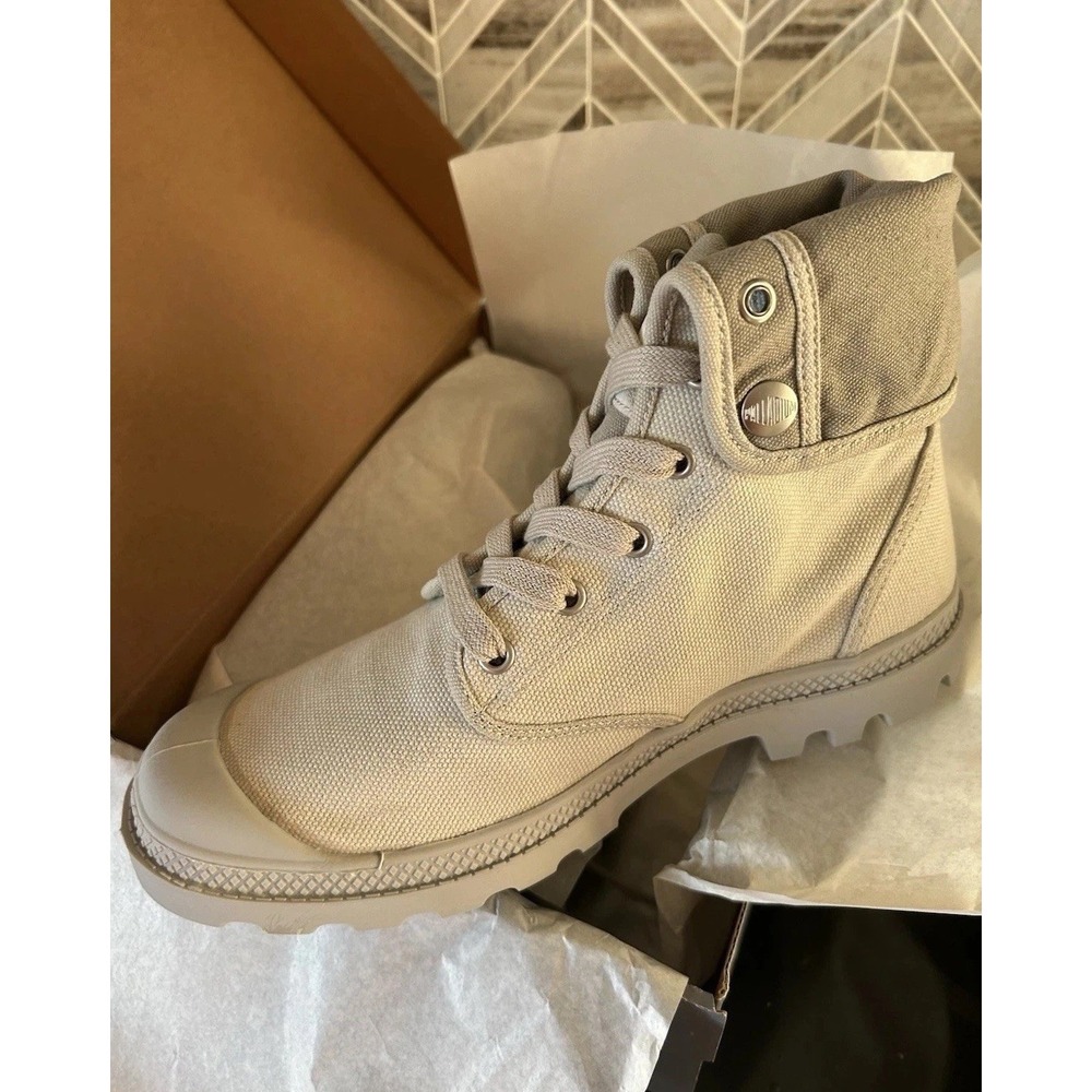 New Palladium Men's Baggy Lace Up Ankle Boot Sz 7 Vapor/metal Color Canvas